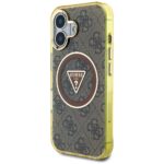 Case Guess IML Metal Glitter 4G Circle Triangle MagSafe for iPhone 16 brown - imagine 2