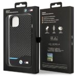 Case BMW BMHCP13MRPSLK iPhone 13 / 14 / 15 6.1" black hardcase Leather Debossed Lines - imagine 8