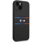 BMW BMHCP15S22SDTK iPhone 15 / 14 / 13 6.1" black hardcase M Silicone Tricolor Lines - imagine 4