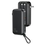 USAMS power bank PB63 3in1 10000mAh 20W Quick Charge US+EU plug + cables USB-C/Lightning/MicroUSB bl