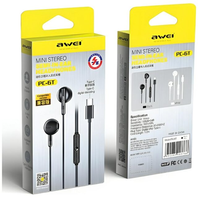 AWEI PC-6T USB stereo headphones-C black - imagine 9