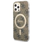 Guess Set GUBPP12MH4EACSW Case+ Charger iPhone 12/12 Pro brown hard case 4G Print MagSafe - imagine 2