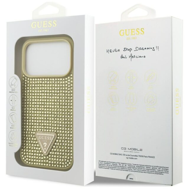Case Guess Rhinestone Triangle Logo for   iPhone 17 Pro gold - imagine 8