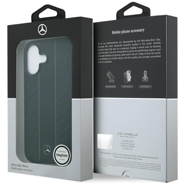 Case Mercedes Leather Laurel Leaves Stripes MagSafe for iPhone 17 black - imagine 8