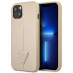Guess GUHCP14MPSATLE iPhone 14 Plus / 15 Plus 6.7" beige hardcase SaffianoTriangle Logo