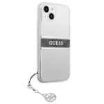 Guess GUHCP13SKB4GGR iPhone 13 mini 5,4" Transparent hardcase 4G Grey Strap Charm - imagine 4