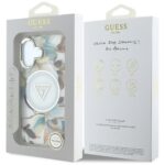 Case Guess Glitter Flowers Triangle Buttons MagSafe for iPhone 16 white - imagine 8