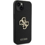 Guess GUHCP15SPSP4LGK iPhone 15 / 14 / 13 6.1" black hardcase Leather Perforated 4G Glitter Lo - imagine 4