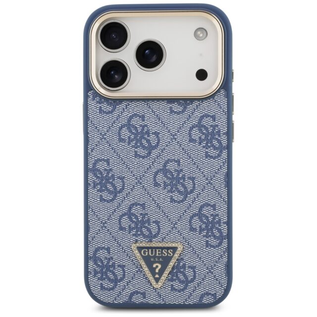 Case Guess 4G Triangle Logo MagSafe for iPhone 17 Pro blue gold - imagine 3