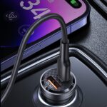 USAMS car charger C35 USB+USB-C 45W Fast Charge purple CC175CC02 (US-CC175) - imagine 7