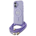 Guess GUHMP16SHCTSGNSU iPhone 16 6.1" purple hardcase Crossbody Cord Script MagSafe