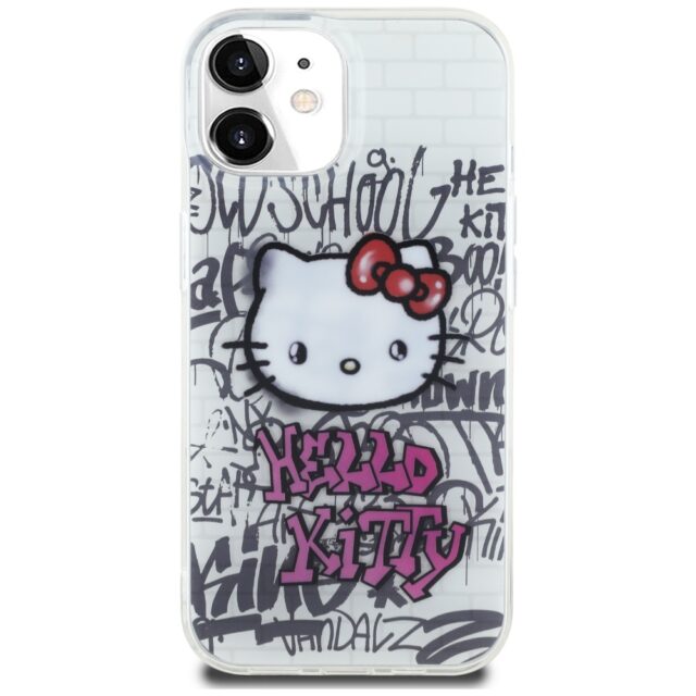 Hello Kitty HKHCP15SHDGPHT iPhone 15 /14 / 13 6.1" white hardcase IML Kitty On Bricks Graffiti - imagine 3