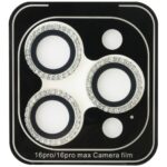 2-in-1 set Guess BP Rhinestone screen and camera lens glass for iPhone 16 Pro gold - imagine 3