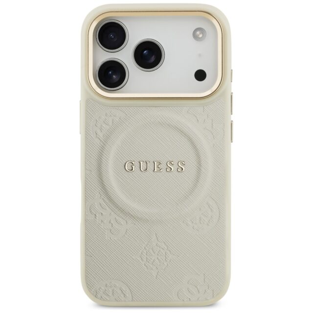 Case Guess Peony Hot Stamp MagSafe for iPhone 17 Pro beige - imagine 3