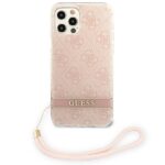 Guess GUOHCP12MH4STP iPhone 12/12 Pro pink hardcase 4G Print Strap - imagine 3