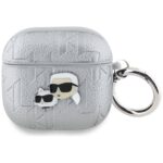 Karl Lagerfeld Monogram Karl & Choupette Head Case for AirPods 4 Silver