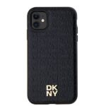 DKNY DKHMN61PSHRPSK iPhone 11 / Xr 6.1 inch black hardcase Leather Monogram Pattern Metal Logo MagSa - imagine 3
