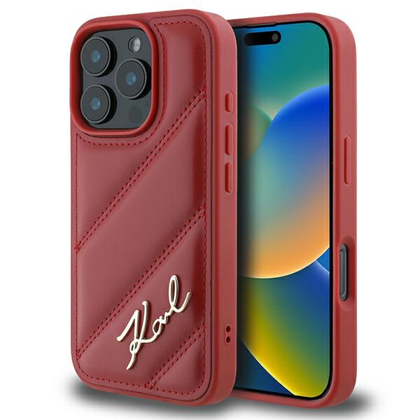 cps-cfe16e12e17221a12308fafb67ec0dbd-2025-12-06-18-24-03 Karl Lagerfeld KLHCP16LPQDSMGR iPhone 16 Pro 6.3" red hardcase Quilted Signature - imagine 1