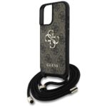 Case Guess 4G Big Logo Cord Stap Crossbody for iPhone 16 brown - imagine 5