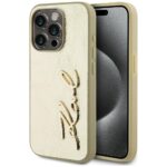 Case Karl Lagerfeld Wrinkled Metal Signature for iPhone 15 Pro gold
