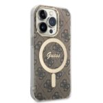 Guess Set GUBPP14XH4EACSW Case+ Charger iPhone 14 Pro Max 6,7" brown hard case 4G Print Ma - imagine 4