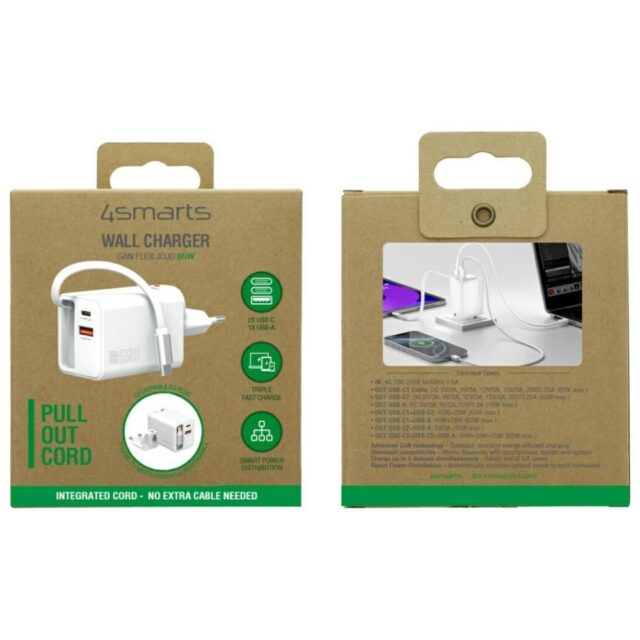 Wall Charger 4smarts Flex Jojo 65W GaN 2xUSB-C + USB-A white - imagine 5