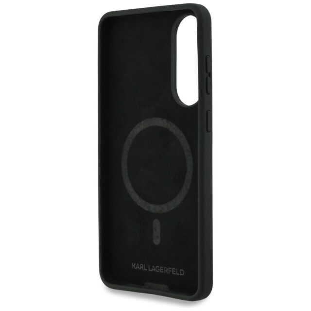 Case Karl Lagerfeld Silicone Double Heads And Circle MagSafe for Samsung Galaxy S25 Edge black - imagine 7