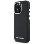 Case Karl Lagerfeld Saffiano Full Wrapped Elongated Metal Logo MagSafe for iPhone 16 Pro Max black - imagine 2