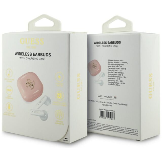 TWS Guess 4G Metal Logo headphones pink - imagine 6