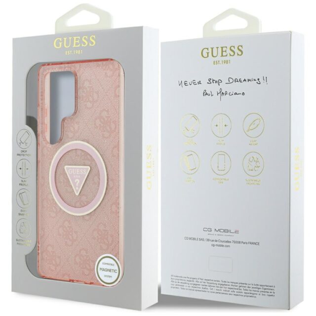 Case Guess 4G Glitter Triangle Buttons MagSafe for Samsung Galaxy S25 Ultra pink - imagine 8