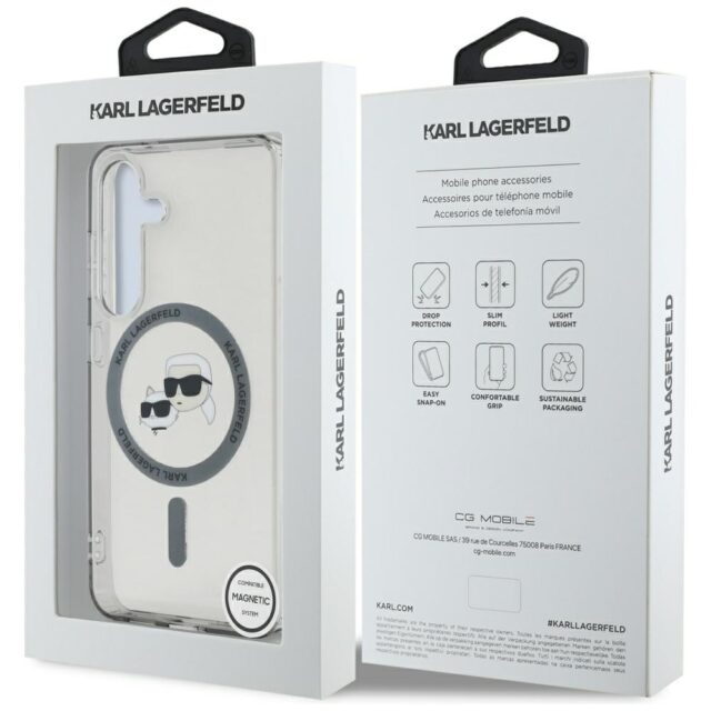 Case Karl Lagerfeld Button Karl & Choupette Heads Printed Logo MagSafe for Samsung Galaxy S25+ black - imagine 8