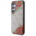 Guess Leather 4G Flowers Print Metal Classic Logo MagSafe Samsung Galaxy S25 case pink - imagine 2