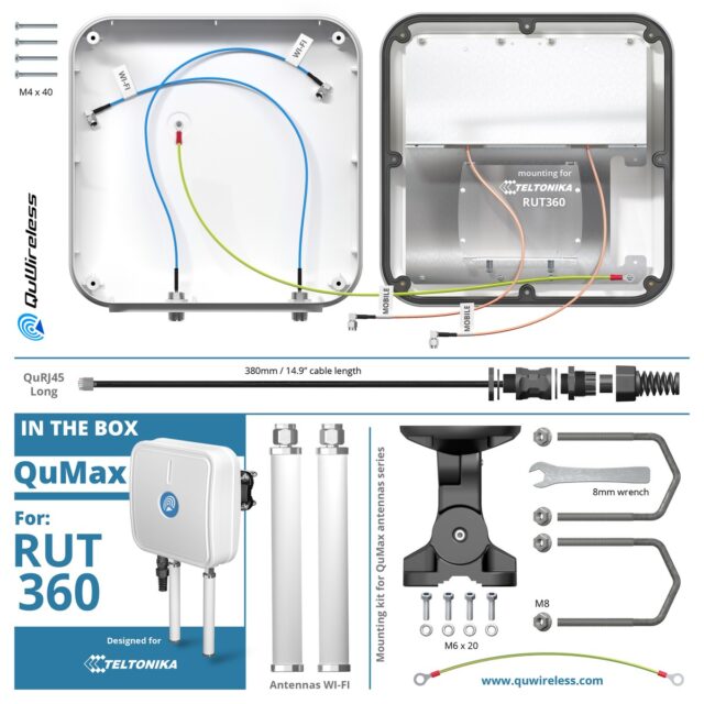 QuWireless QuMax A360M | LTE + Wi-Fi Antenna | for Teltonika RUT360 - imagine 5