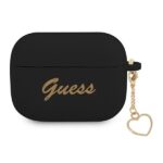 Guess GUAPLSCHSK AirPods Pro cover black Silicone Charm Heart Collection