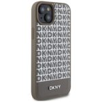 DKNY DKHMP15SPSOSPW iPhone 15 / 14 / 13 6.1 inch brown hardcase Leather Printed Pattern Metal Logo M - imagine 3