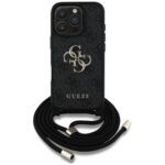 Case Guess 4G Big Logo Cord Stap Crossbody for iPhone 16 Pro Max black - imagine 2