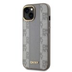 DKNY DKHMP14SPCPVSLE iPhone 14 6.1" beige hardcase Leather Checkered Mono Pattern MagSafe - imagine 3