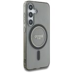 Case Guess Glitter Circle Classic Logo MagSafe for Samsung Galaxy S25 black - imagine 4