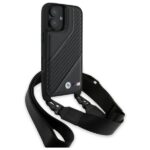 BMW BMHCP16S23PSCCK iPhone 16 6.1" black hardcase M Edition Carbon Stripe & Strap - imagine 3