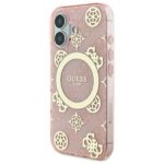 Guess GUHMP16SH4PYEEP iPhone 16 6.1" pink hardcase IML Peony On 4G Background MagSafe - imagine 2