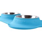 Double Dog Cat Bowl Extralink Pets, Metal Non-Slip 2 Bowls + Mat pet-838 - imagine 5