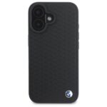 BMW BMHMP16S23RDDK iPhone 16 6.1" black hardcase Sign Leather Diamond Metal Logo MagSa - imagine 3