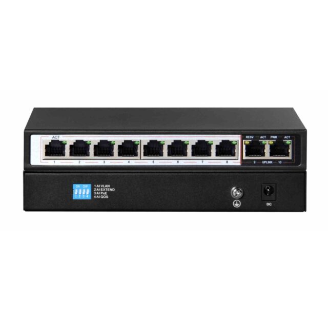 Extralink CERES | PoE Switch | 8x 100Mb/s PoE/PoE+, 2x RJ45 Uplink 100Mb/s, 96W - imagine 3