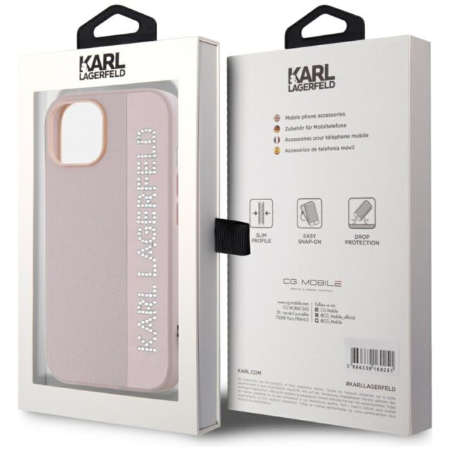 Karl Lagerfeld KLHCP15SPSAKDGCP iPhone 15 / 14 / 13 6.1" pink hardcase Saffiano Rhinestones & - imagine 8