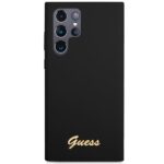 Guess GUHCS23LSLSMK S23 Ultra S918 black hardcase Silicone Vintage Gold Logo - imagine 3