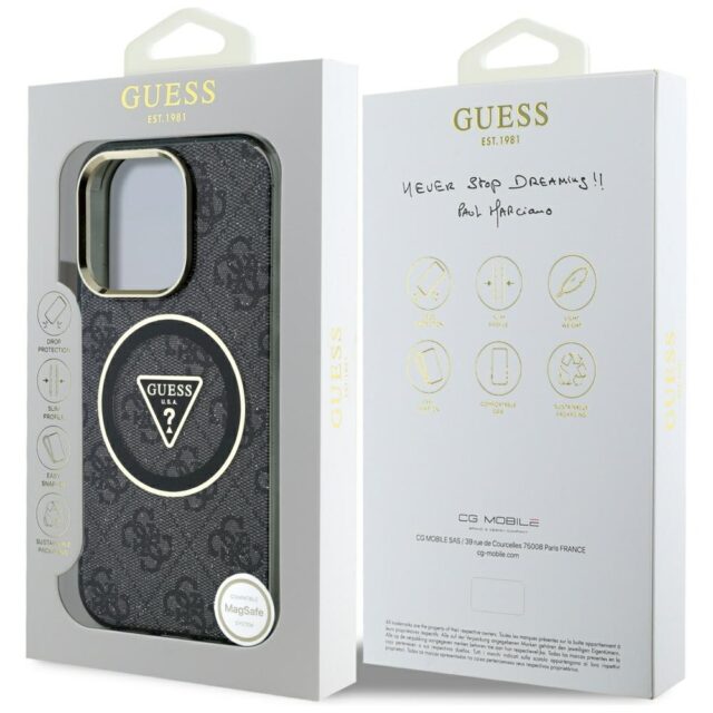 Case Guess IML Metal Glitter 4G Circle Triangle MagSafe for iPhone 16 Pro black - imagine 8