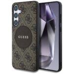 Case Guess 4G Round Patch Classic Logo MagSafe for Samsung Galaxy S25+ brown