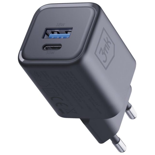 Ładowarka sieciowa 3MK Hyper Charger PD   33W GaN QC4+ PPS AFC FCP SCP USB-A + USB-C czarny - imagine 8
