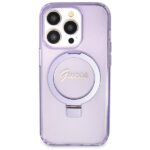 Guess GUHMP14LHRSGSU iPhone 14 Pro 6.1" purple hardcase Ring Stand Script Glitter MagSafe - imagine 3