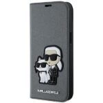 Karl Lagerfeld KLBKP14SSANKCPG iPhone 14/ 15 / 13 6.1" bookcase silver Saffiano Karl & Choup